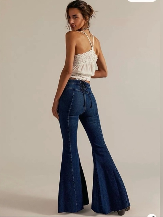 We The Free Denim - Free People We the Free Curvy Ma Cherie Lace Up Flare Bell Bottom Jeans Size 27